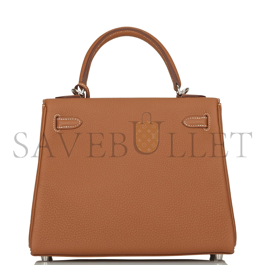 HERMÈS MASTER KELLY RETOURNE 25 GOLD TOGO PALLADIUM HARDWARE (25*17*7cm) 